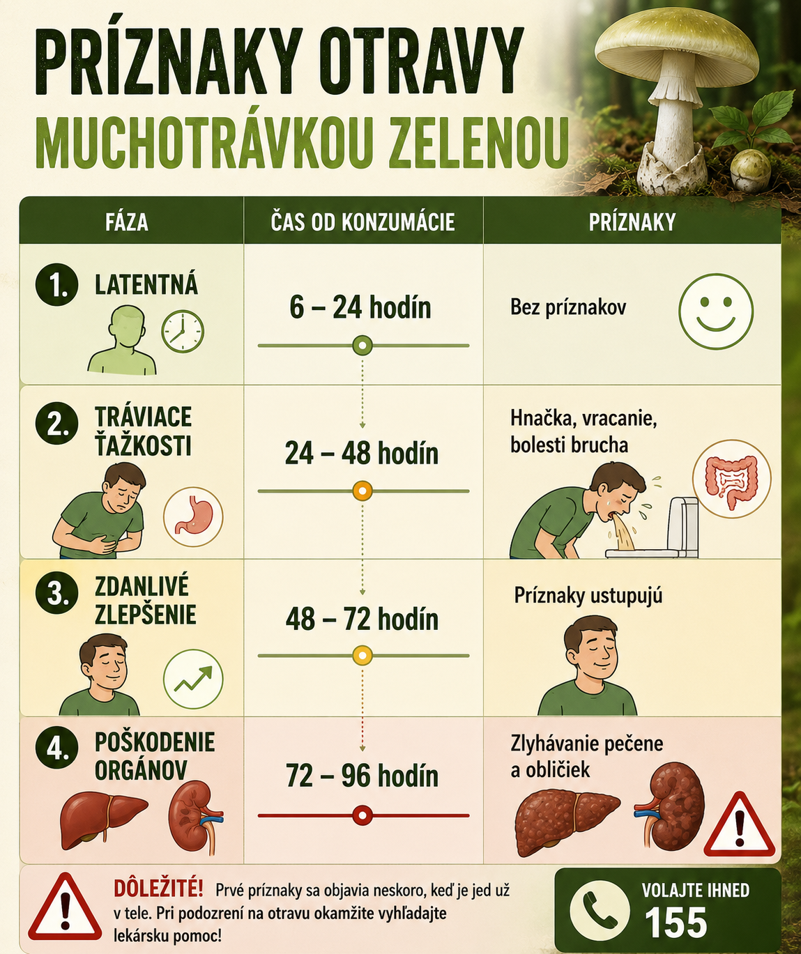Príznaky otravy muchotrávkou zelenou